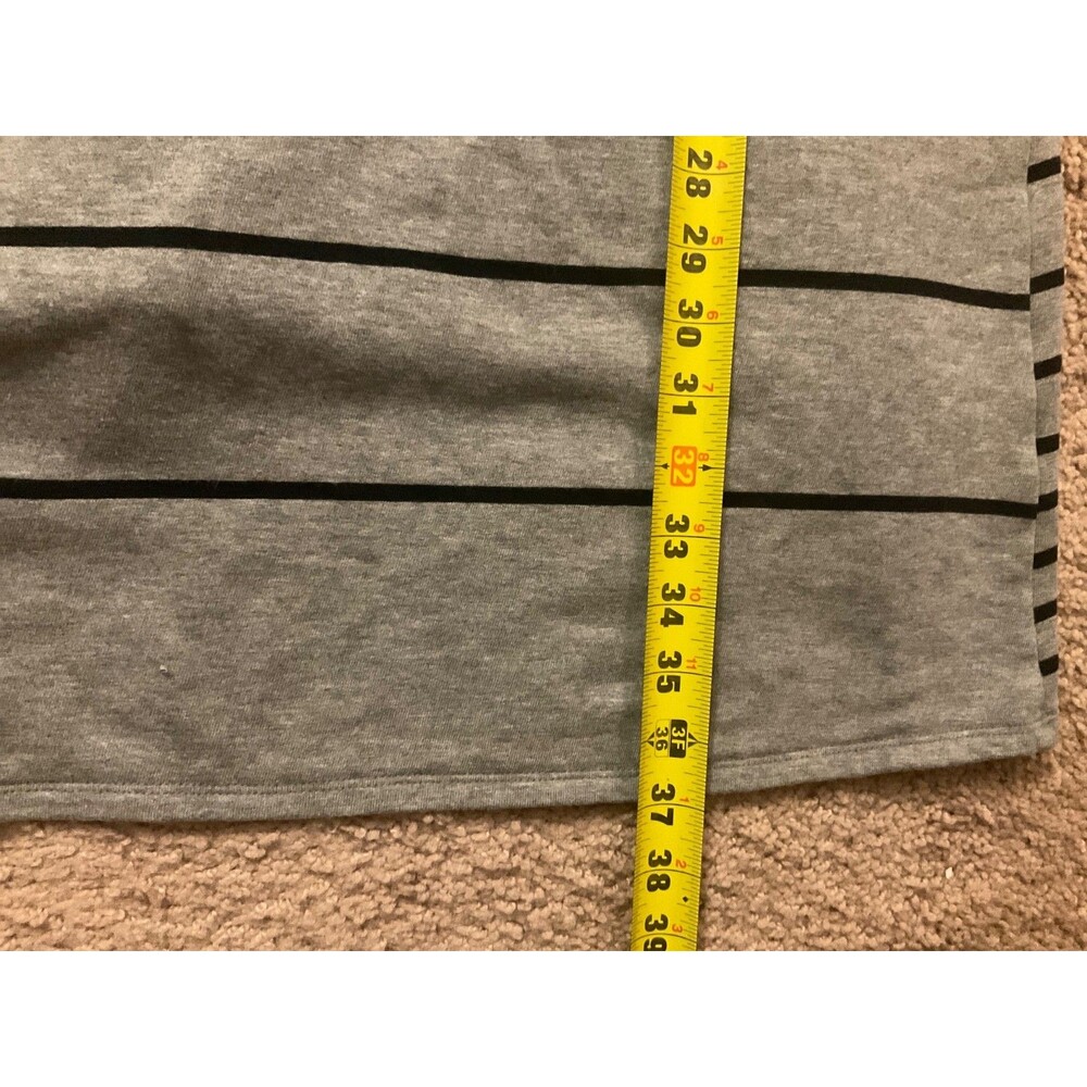 J.Jill Knit Tunic Dress Women Small Gray Black Striped Long Sleeve Pockets - Picture 4 of 6